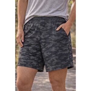 Lululemon 7" Lined Pace Breaker Shorts Mens M Black/Gray Mesh Camo Lightweight